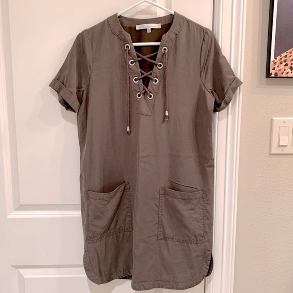 Lovers + Friends Waterfront Lace Up Tencel Shift Dress Size Small